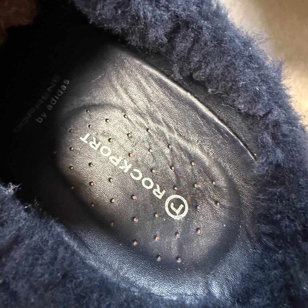 Rockport adiPRENE Faux Fur Clog Heels Navy Women’s - Picture 3 of 5